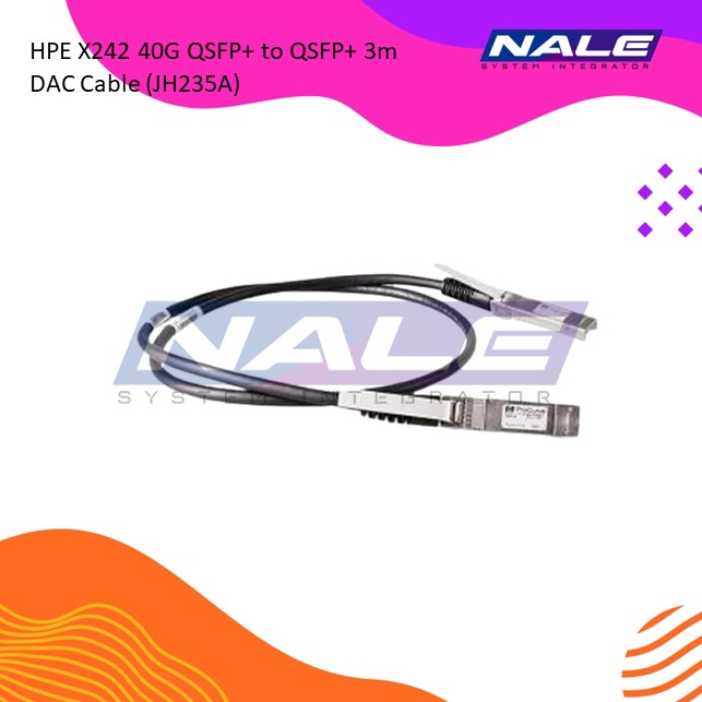 Slide1 HPE X242 40G QSFP+ to QSFP+ 3m DAC Cable (JH235A) - Gambar 1